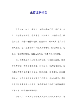 主管述职报告