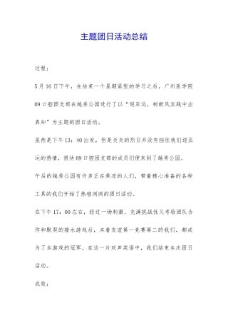 主题团日活动总结-