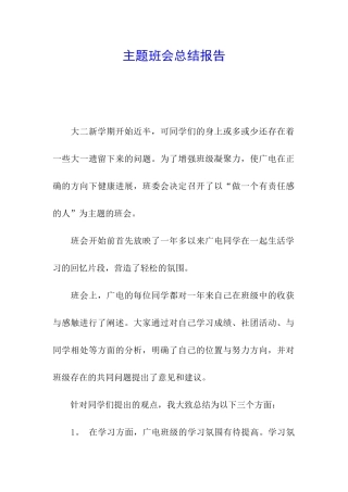 主题班会总结报告