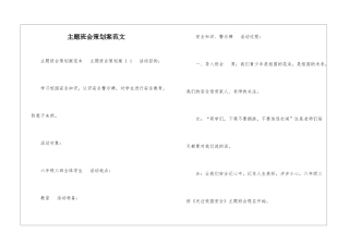 主题班会策划案范文-