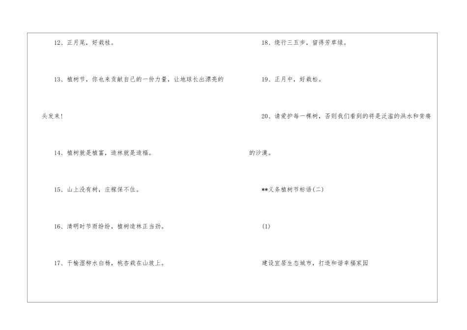 义务植树节标语--_第2页