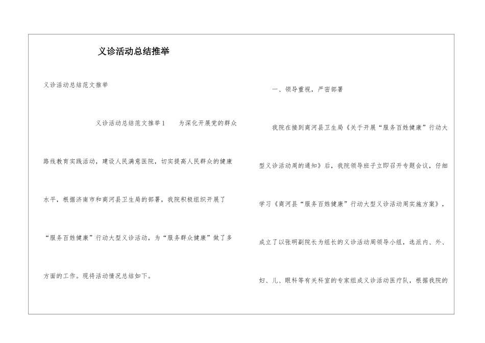 义诊活动总结推荐_第1页