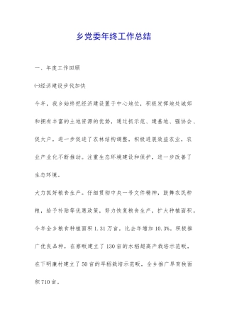 乡党委年终工作总结-