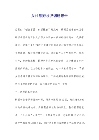 乡村旅游状况调研报告-
