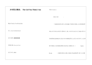 乡村英文歌曲：-The-Girl-You-Think-I-Am