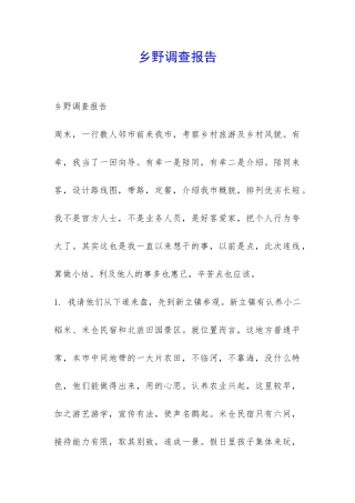 乡野调查报告-