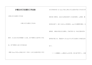 乡镇公共卫生服务工作总结