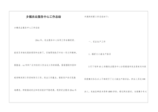 乡镇农业服务中心工作总结