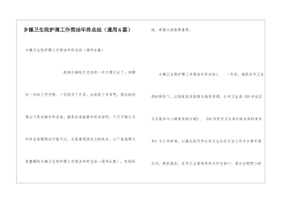乡镇卫生院护理工作简洁年终总结