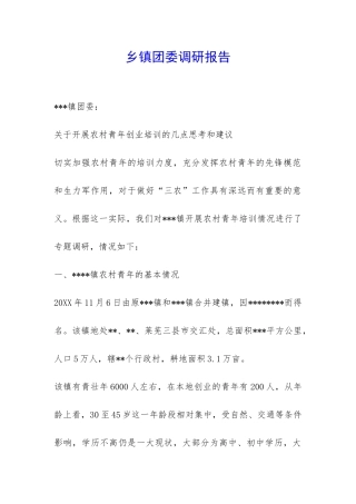 乡镇团委调研报告-