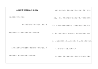 乡镇招商引资年终工作总结