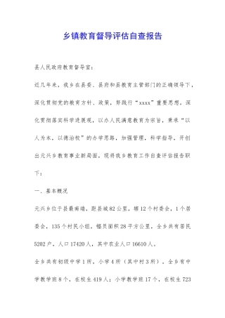 乡镇教育督导评估自查报告-