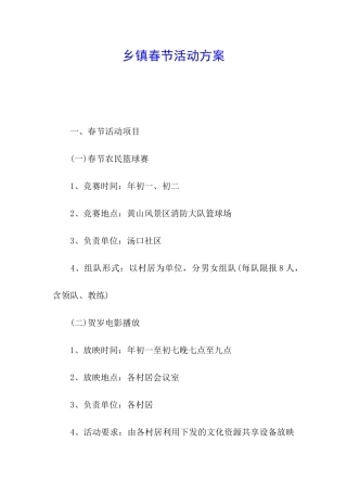 乡镇春节活动方案