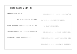乡镇森林防火工作计划