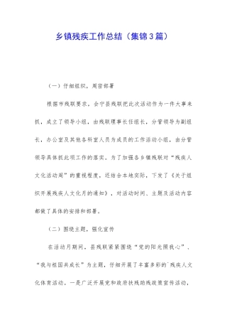 乡镇残疾工作总结