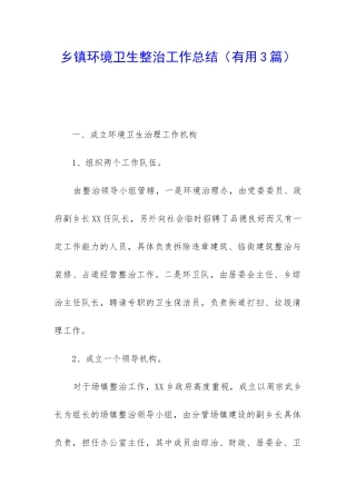 乡镇环境卫生整治工作总结