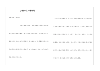乡镇计生工作计划