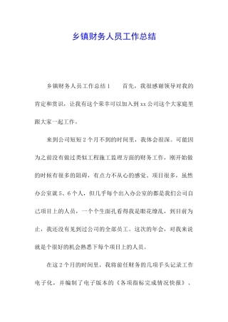 乡镇财务人员工作总结