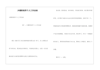 乡镇财政所个人工作总结