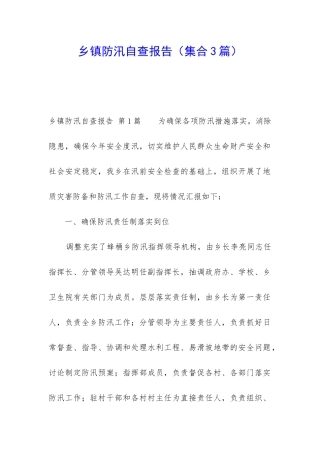 乡镇防汛自查报告