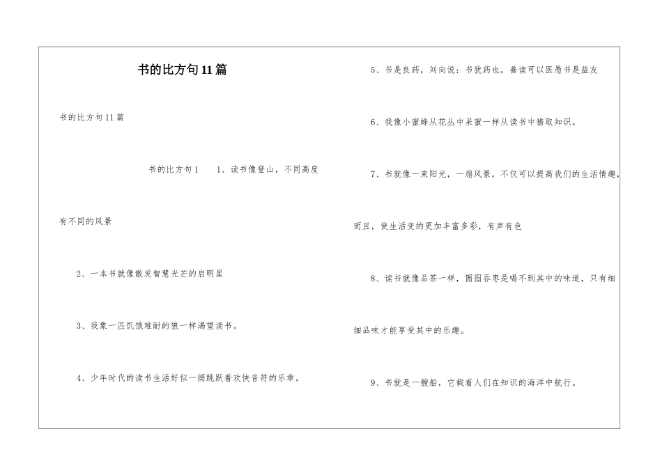 书的比喻句11篇_第1页