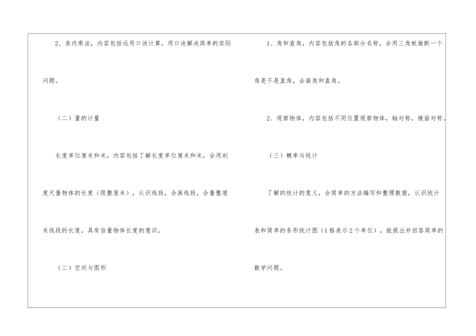 二年级上册数学的期末复习计划_第3页