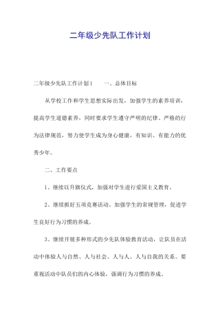 二年级少先队工作计划