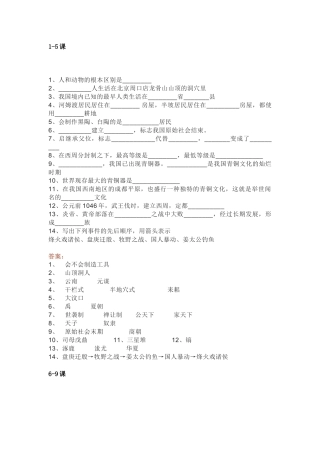 初一历史易错填空题专练（附答案）