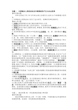 初中历史复习专题：《中国古代史》核心考点
