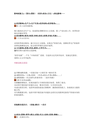 初中历史考试万能公式总结