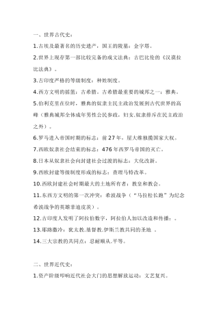 初中历史全册重大标志性事件汇总