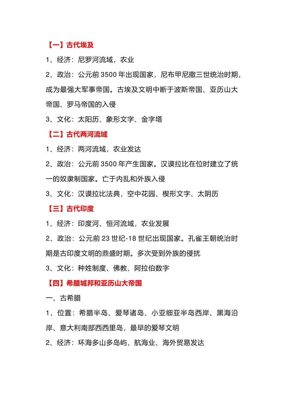 初中历史专题：世界古代史重点必背_第1页