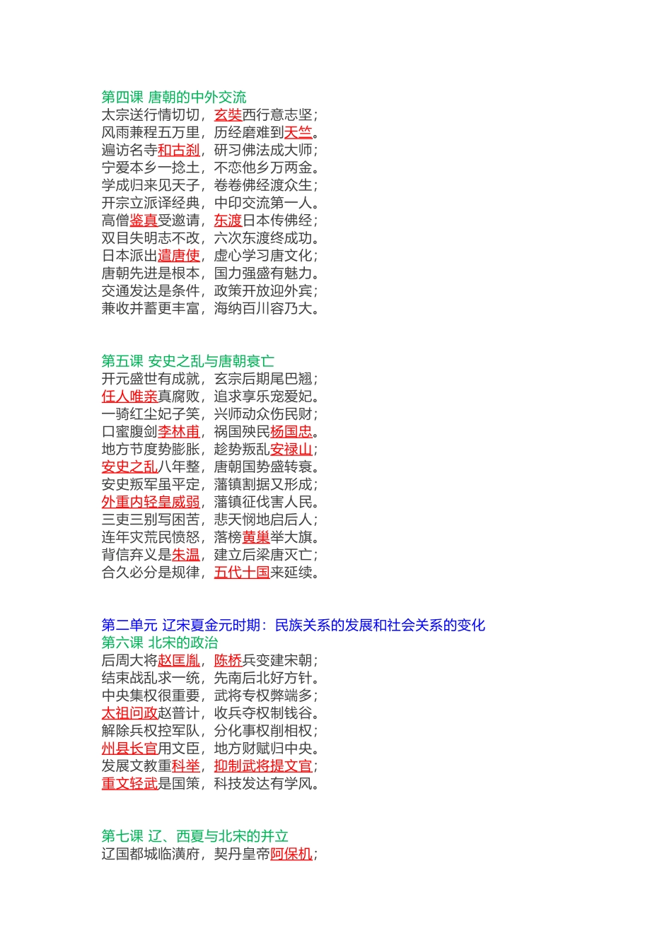 初中七年级下册历史期中知识点顺口溜_第2页