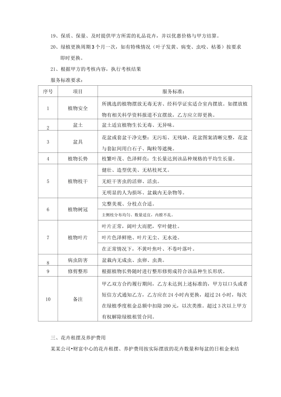 绿植花卉租赁养护合同模板_第3页