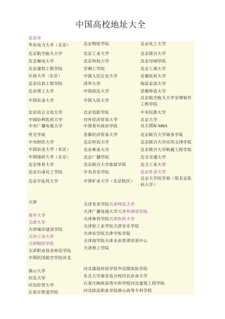 中国高校地址大全
