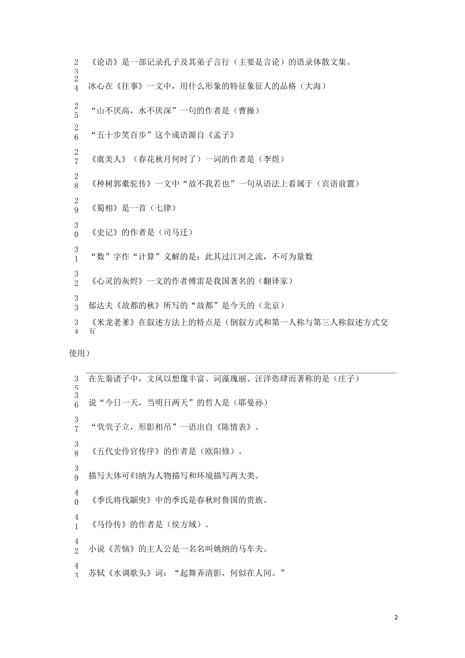 浙江专升本《大学语文》 文学常识_第2页