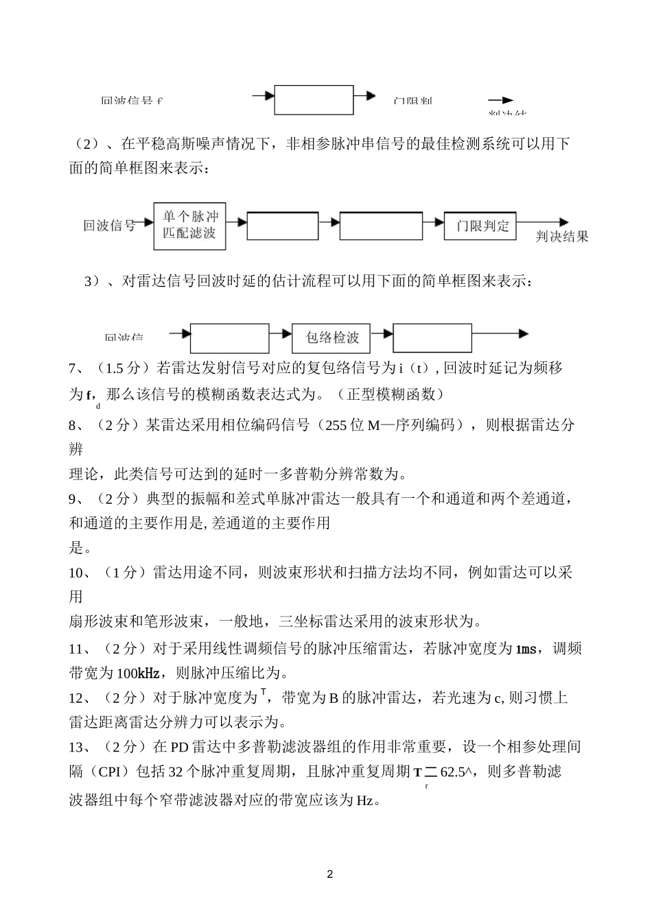 《雷达原理与系统》试题_第2页