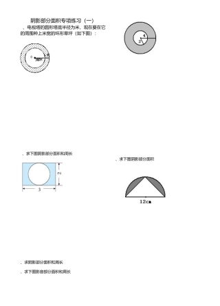 六年级数学上册阴影面积专项练习