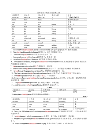 不规则动词练习答案