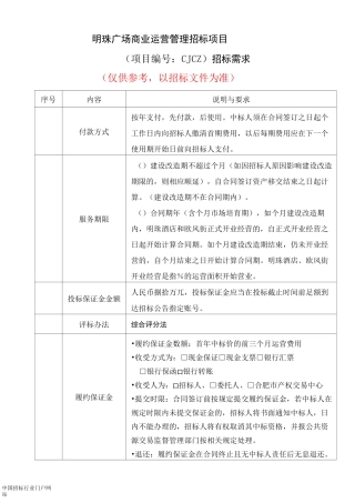 广场商业运营管理招投标书范本