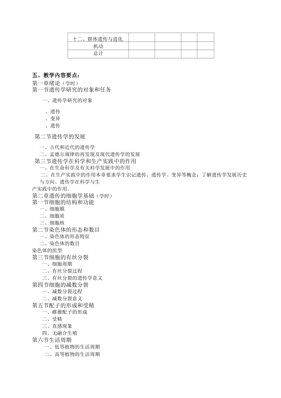 遗传学教学大纲讲解_第2页