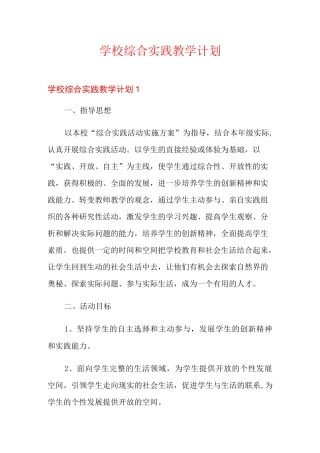 学校综合实践教学计划