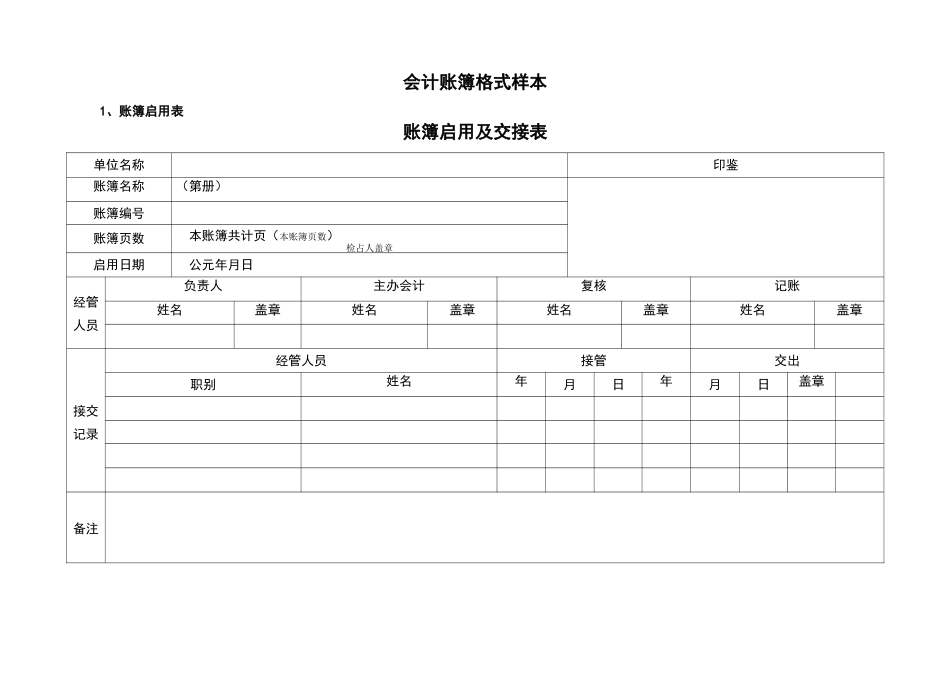 会计账簿电子格式样板_第1页
