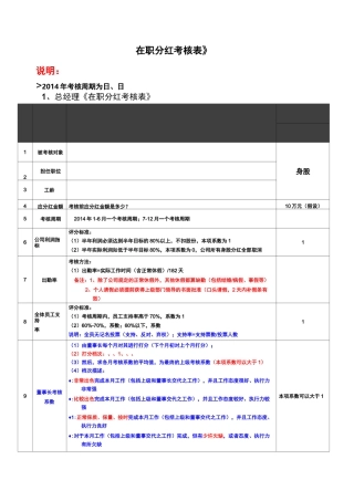 身股分红考核表
