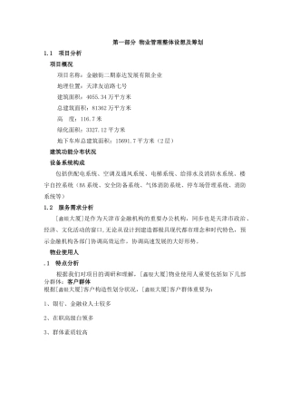 2025年天津市金融街二期物业管理全套制度流程等