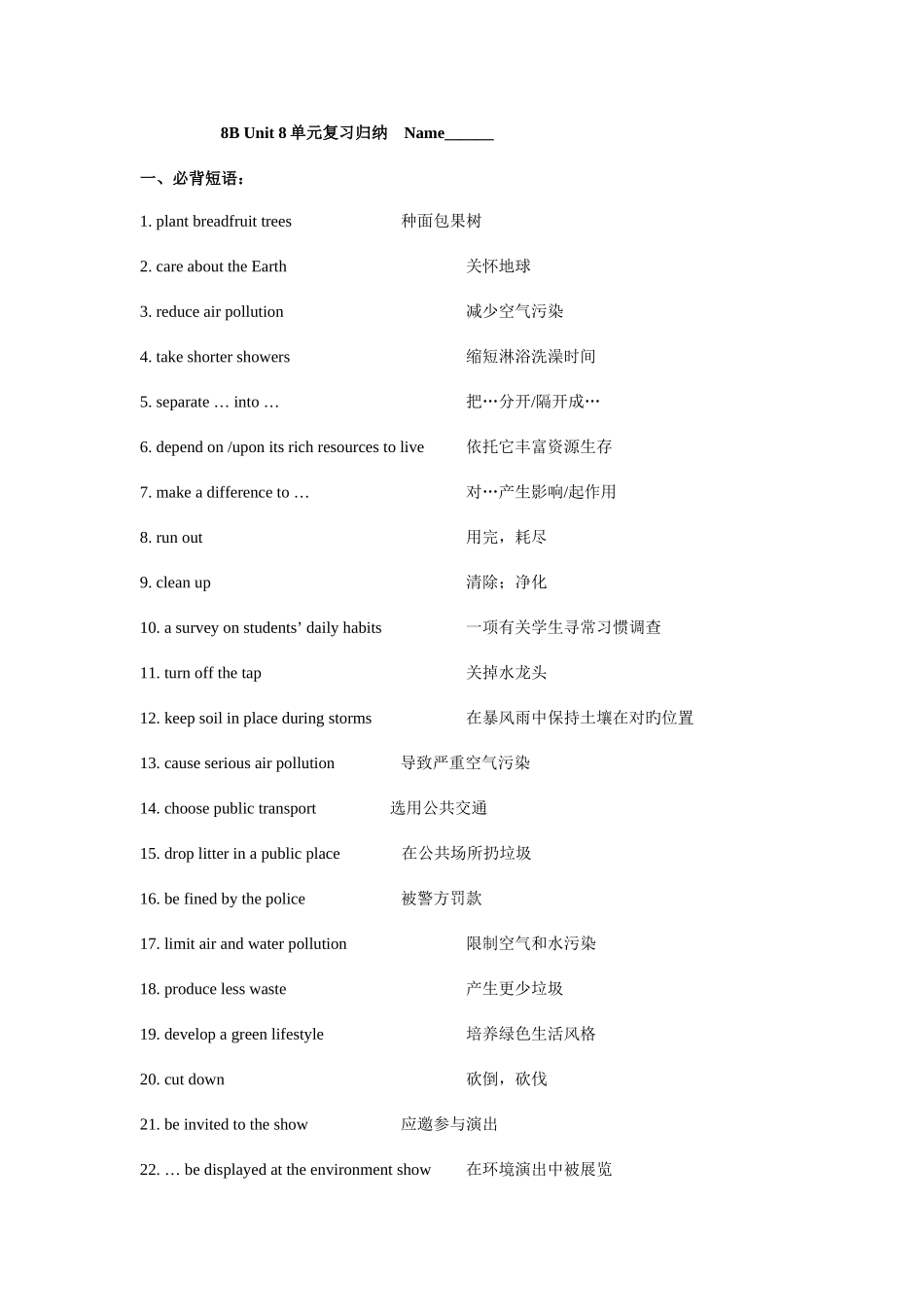 2025年8BUnit8单元复习归纳_第1页