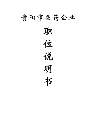 2025年贵阳市医药公司职务说明书全套