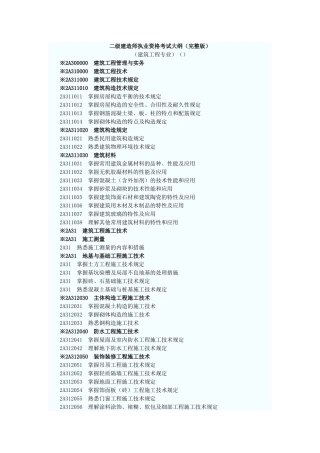 2025年二级建造师执业资格考试大纲建筑工程专业