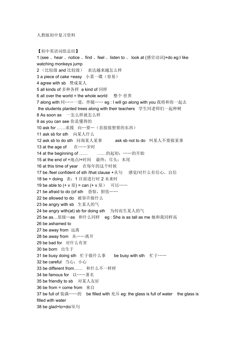2025年人教版初中英语知识点复习总结说课讲解_第1页