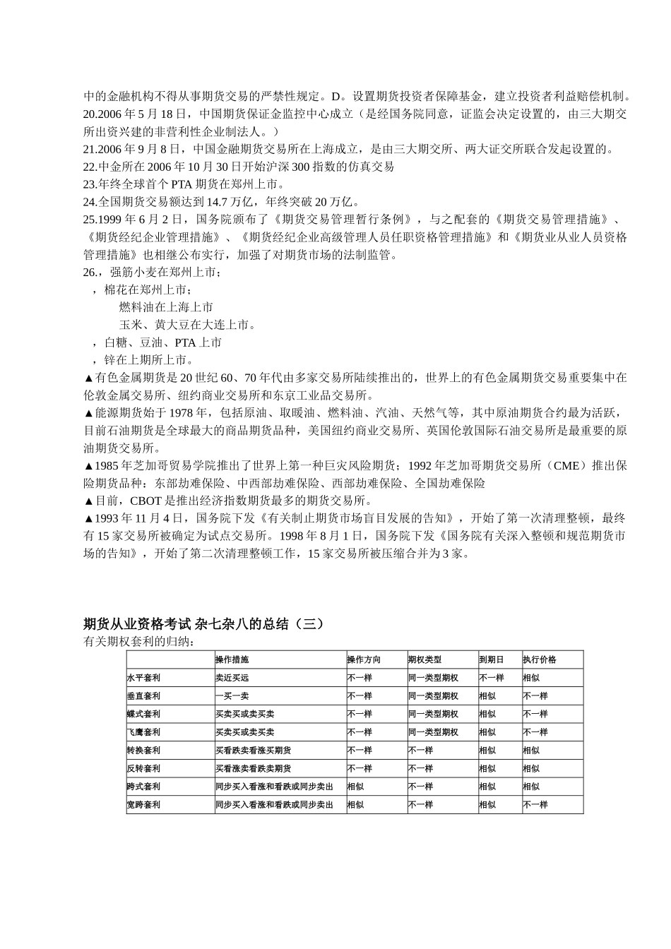 2025年期货从业资格考试记忆点总结_第2页